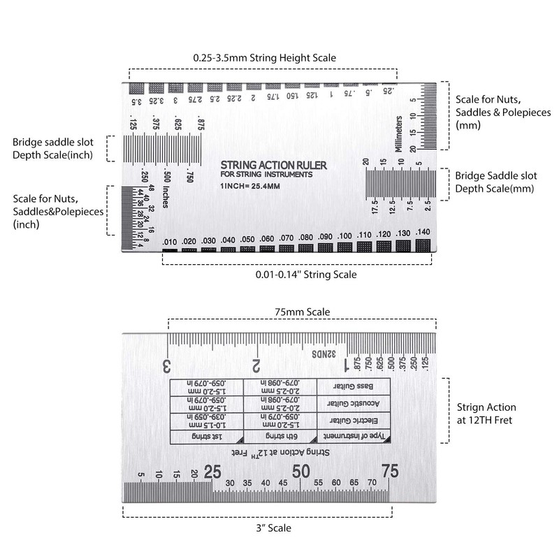 Mudder 10 Pieces Guitar Luthier Tools Include 9 Understring Guitar
