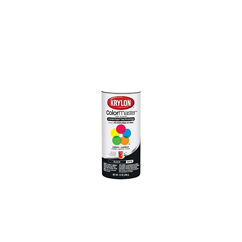 Krylon 51613 Satin Black Interior and Exterior Decorator Paint -