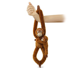 Hideekoog 2pcs Orangutans Hanging Stuffed Animal Mother with Baby Hangs Plush Toys, Hooks and Stuffed Animals with Rings for Kids 4-8, Gifts for Boys and Girls（Red）