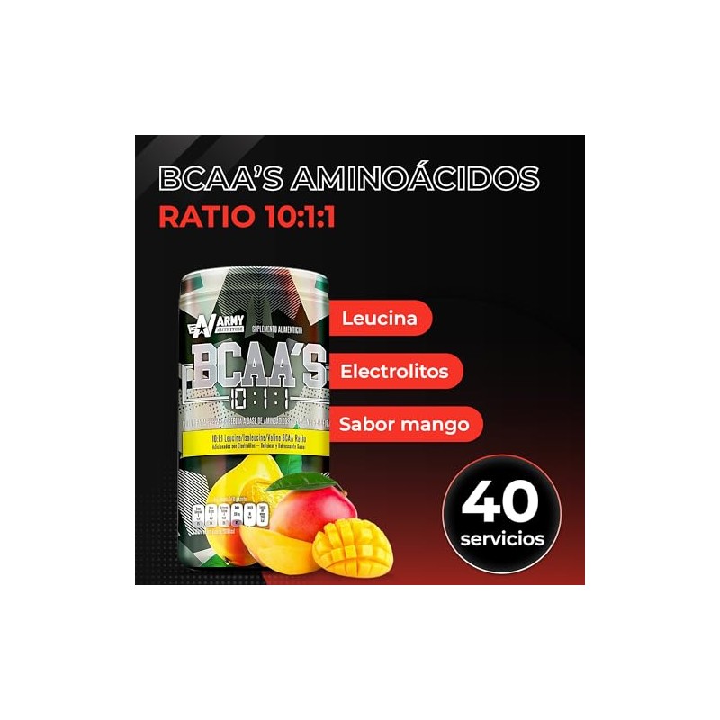 BCAA Aminoácidos Ratio 10:1:1 Con Carga Extra De Leucina Y