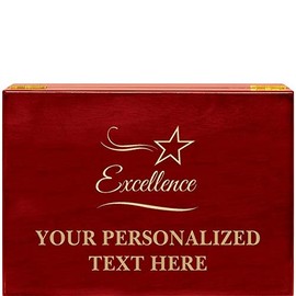 Crown Awards Excellence Rosewood Humidor Gift, Customize with Your Own Text Engraving Prime