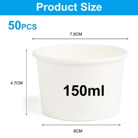 Ice Cream Cups, Paper Bowls, Ice Cream Bowls, Dessert Cups, Dessert Bowls, Disposable Cups for Food, Family, Camping, Christmas Party, Paper Bowls for Yogurt Ice Cream, Dessert, Pastry, Yogurt, Pack