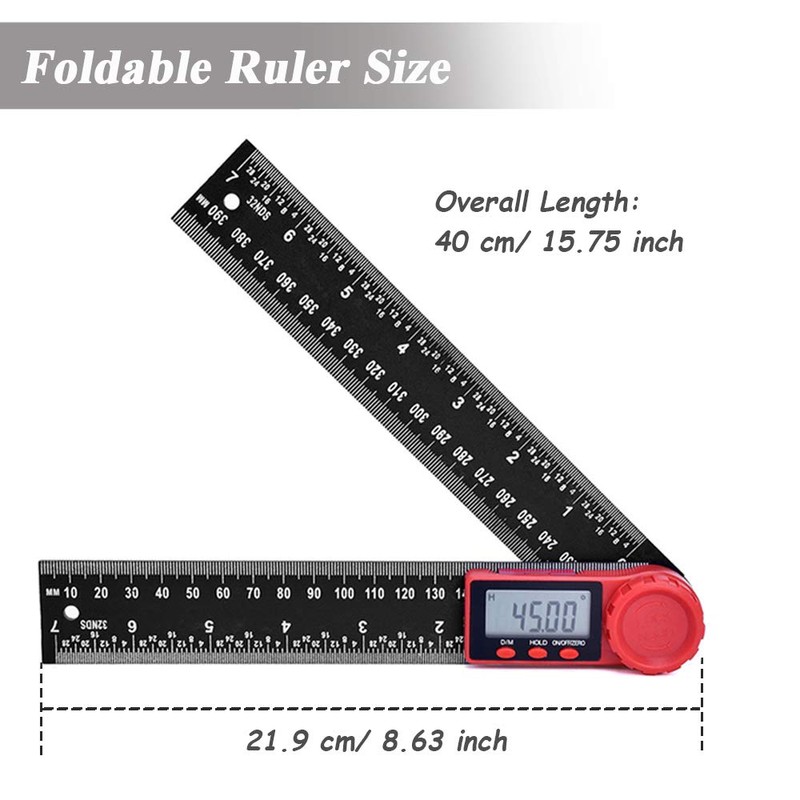 Mesee LCD Digital Angle Finder Ruler, 200mm/7 Inch Angle Finder