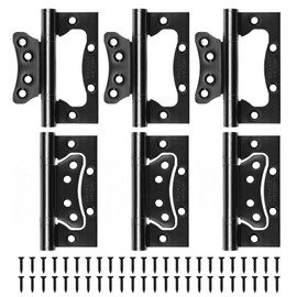 HBL' 6Pcs Door Hinges 304 Stainless Steel Flush Mount 105MM x 76MM, Non Mortise Hinges for Heavy Door, Black