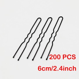 RN BEAUTY 200 Count Bobby Pins With Tin Case 2.4inch/6cm Safe Rounder Tips Stainless Steel Strong Grip Hairpins Bob Pins Bulk Hairstyles Bun Clips Hair Styling Pins Black Tipped (U Shaped 6cm)