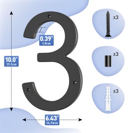 House Number Black - Modern House Numbers Anthracite Large Plastic House Numbers House Address 10 Inch (25.4 cm) Street Home Address House Number Sign House Numbers Numbers 3