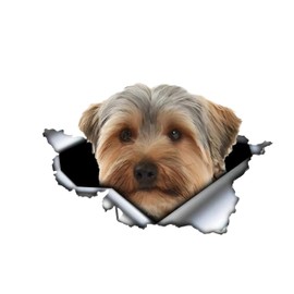 Car Sticker 22 cm (8.7 Inch) Yorkshire Terrier Sticker 3D Torn Reflective Car Sticker Funny Yorkshire Terrier Car Sticker Pet Dog Waterproof Sticker Bumper Funny Decor