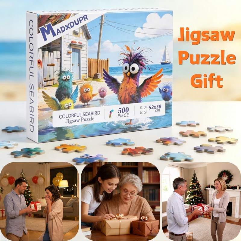 MADXDUPR 500 Piece Puzzles for Adults - Beach Birds Coastal