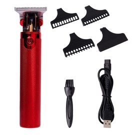Red by Kiss Hair Trimmer for Men Precision Blade Cordless Trimmer Mens Grooming Kit (Red)