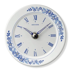 Rhythm 4SG802SR04 Table Clock, Wall Clock, For Wall Mounting, Made in Japan, Arita Ware, Decorative Clock, Blue, Diameter 4.7 x 1.4 inches (12 x 3.5 cm)