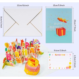 NOTEZMATE Happy Birthday Cards,SOUND Pop up Happy Birthday Card Birthday Gifts for Mom,Women, Men, Kids, Dad, Father, Wife Teacher Thank You Card With Envelopes