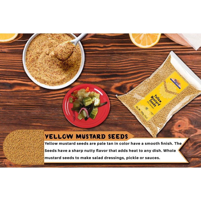 Rani Yellow Mustard Seeds Whole Spice 7oz (200g) ~ Ideal