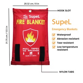 SupeL Emergency Fire Blanket Suppression Flame Retardent Safety Blanket Fiberglass Fire Blanket Emergency Blankets Safety Blanket 2 PCS 39 * 39 in 008