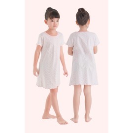 BANGSAUR Girls' Nightgown Cotton Sleepshirts, Heart Print Princess Nightdress, 2-Pack Nightwear for Girls 3-12 Years(Short Sleeve,5-6X)