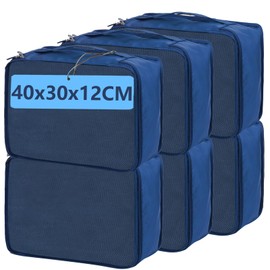 Large Packing Cubes 6 PCS, 40x30x12CM Same Size Suitcase Organiser Bags 6-Piece, Travel Bags Organiser 6 Pack (6PCS Large Navy)