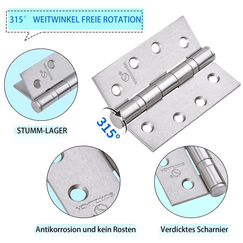 Pack of 2 Hinge, 304 Hinge Stainless Steel 100 x