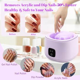 Electric Nail Soaking Bowl, Acrylic Nail Remover Kit 50% Faster Nail Soak off Bowl for Women, Manicure Nail Bowl Heated for Home & Salon, Gel Dip Acetone Nail Polish Remover Machine for Beginner