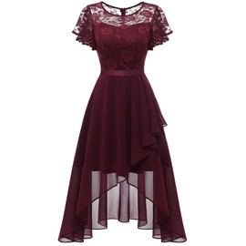 Wedtrend Women's Semi Formal Dress, A Line Bridesmaid Dresses Flutter Sleeve Prom Dress 2023 Homecoming Dress WT0303BurgundyM