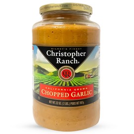 Christopher Ranch Chopped Garlic in Olive Oil | California-Grown Fresh Garlic | Ready-to-Use, Premium Quality, Gluten-Free | Vegan-Friendly | Pantry Essential | 32 Oz / 907g Jar (Pack of 1)