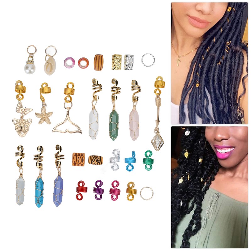 129pcs Dreadlocks Hair Rings Alloy Exquisite Shapes Hair Braiding Cuffs