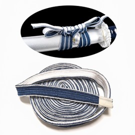 Two Colors Silk Cotton Ito Sageo Rope, Suitable for Japanese Samurai Sword DIY Tsuka Knife Handle Scabbard Decorative Rope (White-Blue)