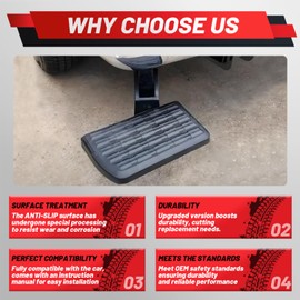 75328-01A Upgraded Rear Bed Step Retractable Bumper Step Compatible with Ford F150 2021-2023 Excludes Dual Exhaust 2022-2023 Ford Lightning Folding Truck Tailgate Step