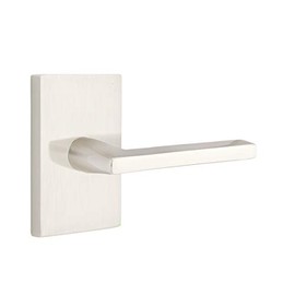 Emtek Privacy Set, Modern Rectangular Rosette, Helios Lever, Satin Nickel, RH