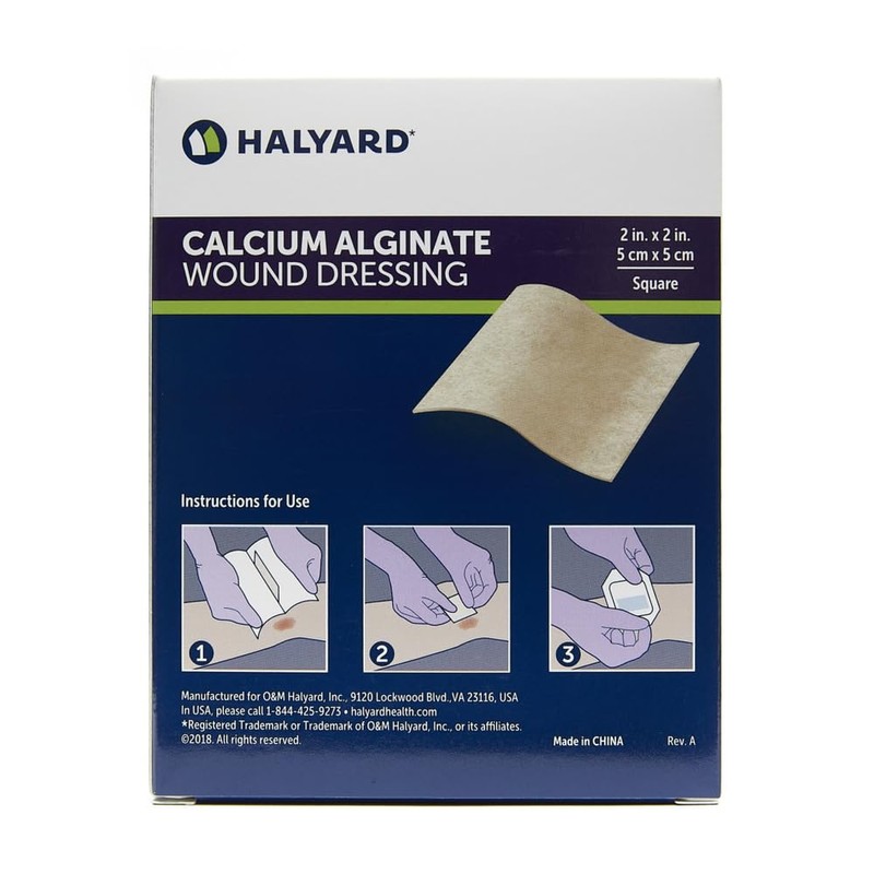 HALYARD Calcium Alginate Wound Dressing, Highly Absorbent Conformable Design, Maintains
