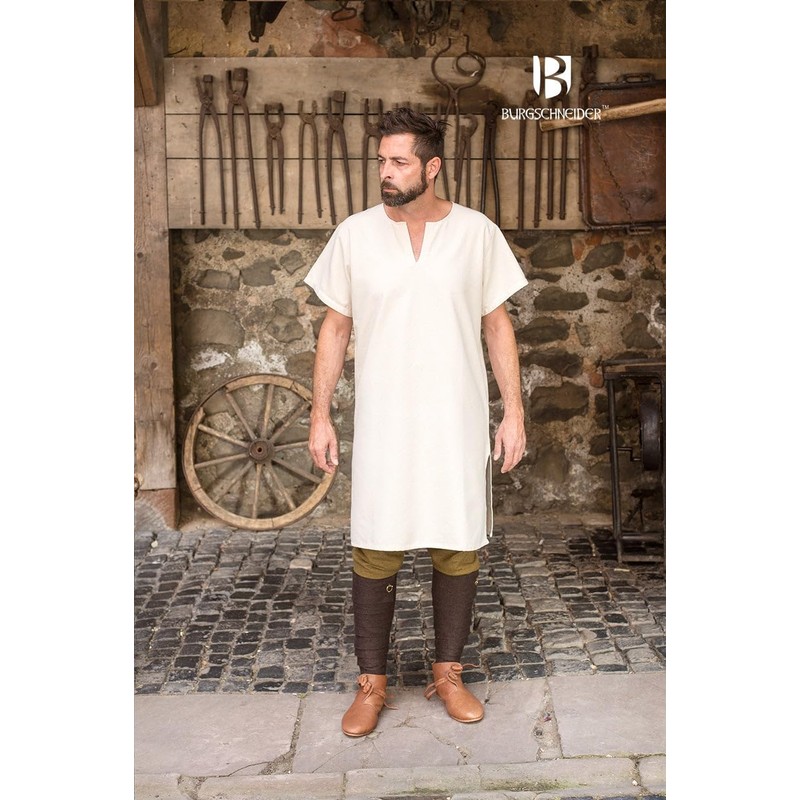 Medieval Undertunic Short Sleeves Men Undergarment Natural Cotton - L