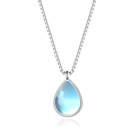 Aloluo Moonstone Necklace for Women Silver Plated Pear Shaped Teardrop Pendant Moonstone Jewelry Mother's Day Birthday Gifts for Mom Wife