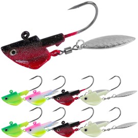 Fishing Lures Underspin Jig Heads Fishing Jig Head Hooks Willow Blade Jigs Lure Ultra Sharp Hook 0.25oz,0.353oz,0.50oz Fishing Swimbait Jig Heads Hook for Trout Bass Crappie 0.25oz - 8pcs