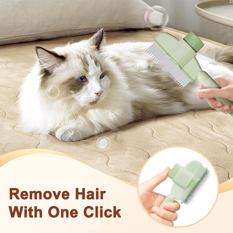 Pet Combs, Flea Comb for Dogs with One-Click Self-Cleaning Button,