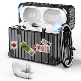 VISOOM Compatible With Airpods Pro 2 Case Cover, Funny Suitcase Design Case for Airpods Pro 2nd/1st Generation (2022/2019), Cute Fashion Upgrade Protective Hard Case with Keychain(Black)