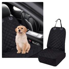 Ziciner Car Front Seat Dog Cover, 600D Waterproof Auto Seat Protector Against Fur & Dirt, Durable Anti-Scratch Non-Slip Seat Pet Cover, Universal Vehicle Accessories for Car Truck SUV (Black)