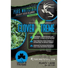 Pure Whitetail Clover Xtreme | Select Seed Blends | Whitetail Deer & Turkey Perennial Clover Seed Blend | Clover Food Plot Seeds for Deer | Plants 1 Acre | 5 lb Bag