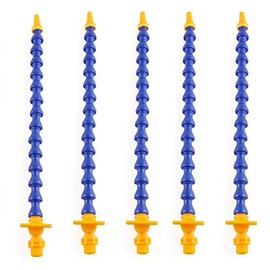 E-outstanding 5PCS 30cm 1/4Inch Thread Round Nozzle Flexible Plastic Water Oil Coolant Pipe Hose Tube with Switch for Lathe Milling CNC Machine