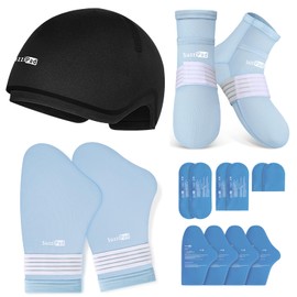 Suzzipad Cold Therapy Socks and Hand Ice Pack, Cooling Gloves for Chemotherapy, Stress Relief Caps, Ideal for Carpal, Chemo Care Package for Women & Men, S/M
