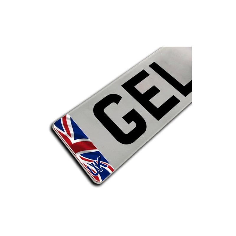 Slimline Domed Waving Union Jack UK Vehicle Number Plate Stickers,