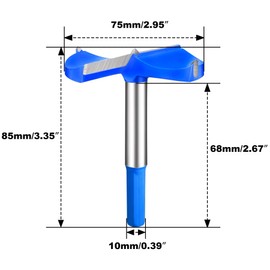 LEPEVNEY 75 MM Forstner Drill Bits Woodworking Forstner Drill Bit - Tungsten Carbide Wood Hole Saw Auger Hinged Hole Opener Drilling and Boring 1 PCS