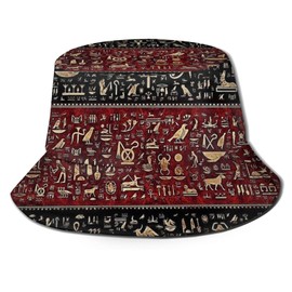Hieroglyphic Hat African Egyptian Culture Bucket Hat Summer Fisherman Cap Outdoor Beach Sun Hat