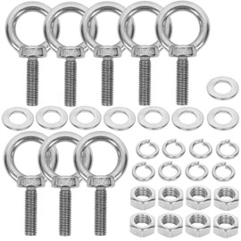 SRZTXU - Paquete de 8 pernos de ojo de acero inoxidable M10 con arandelas de tuercas, longitud de rosca de 35 mm, pernos para bricolaje, muebles, columpios y uso al aire última intervensión (8, M10 x