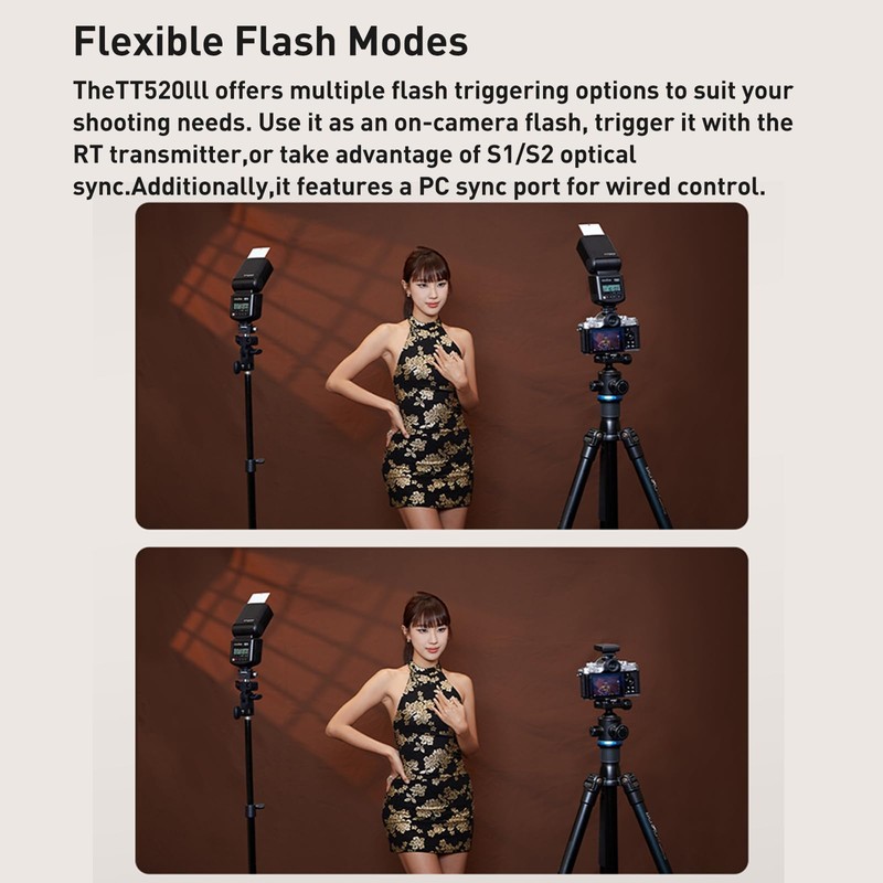 GODOX TT520III Camera Flash Speedlite with RT Wireless Trigger Transmitter,