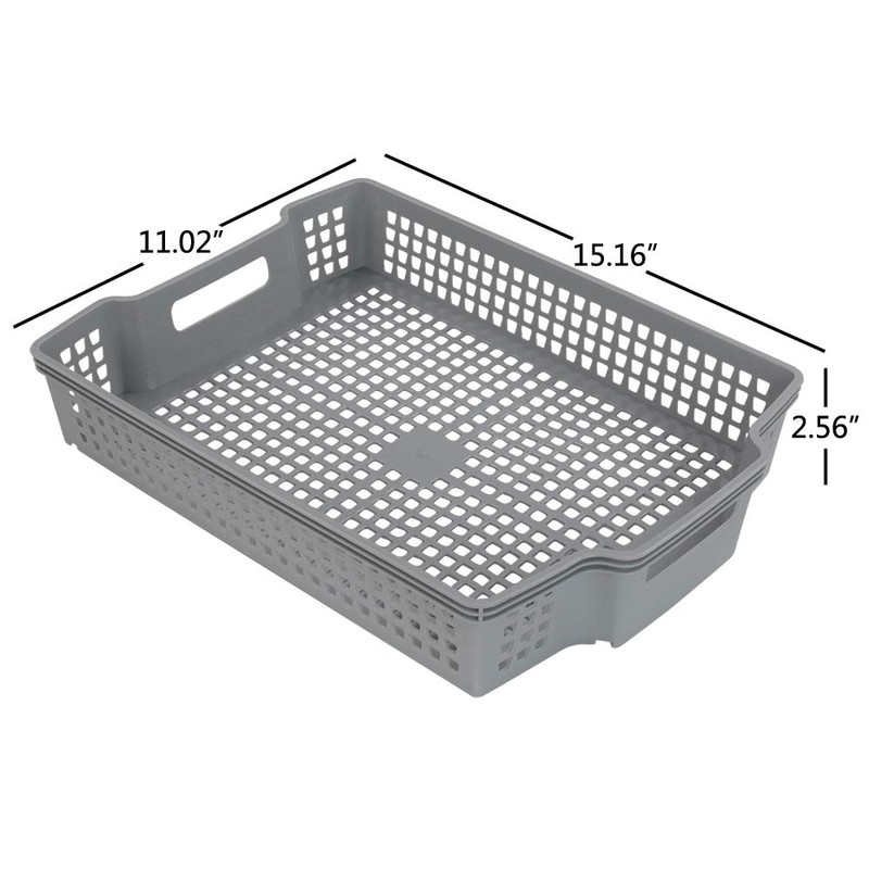 Ggbin Plastic Basket for Organizing, Grey Basket Trays, Set of