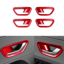 JUIVEEL ABS Car Inner Door Handle Bowl Cover Trim Interior Protective Inner Door Handle Bowl Cover Compatible with Hyundai Kona 2024 2025 SX2 Accessories (Glossy Red Style)