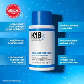 K18 Damage Shield Protective Conditioner, Protects Hair from Daily Damage, Improves Strength & Shine, 8.5 Fl Oz