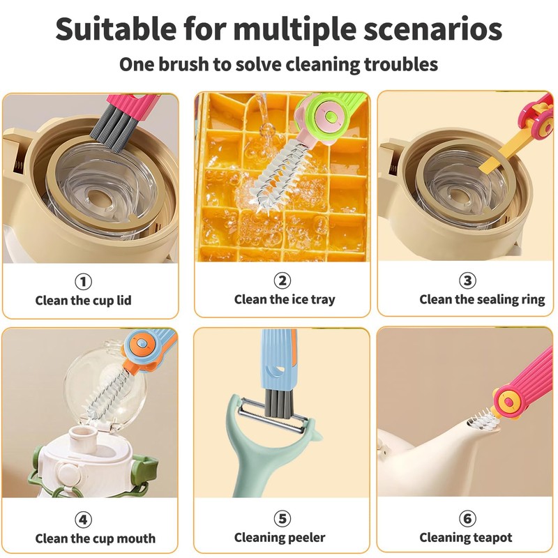3 in 1 Cup Lid Gap Cleaning Brush Set, 3PCS