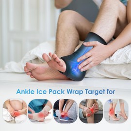 Comfitech Comfitech Ankle Ice Pack Wrap Sleeve with Large Opening, Reusable Gel Cold Pad for Foot and Heel, Large, 2 Packs