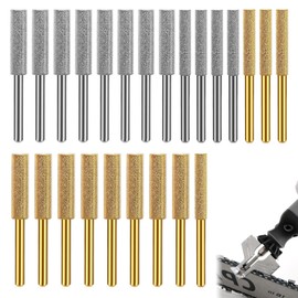 24pcs Diamond Chainsaw Sharpener 3 Sizes (4/4.8/5.5mm) Chainsaw Sharpening Grinding Chain High Hardness Grinding Stone Sharpening Kit for Electric Grinders Drills, Oil Saw Chains & Stone Polishing
