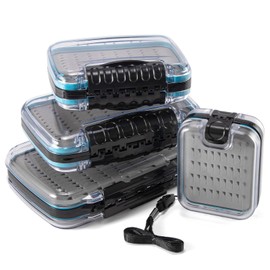 Dr.Fish Fly Fishing Box Fly Case Jig Box Waterproof Lightweight ABS Plastic Streamer Fly Box Double Sided Deep Slot Transparent Lid Clear Fly Holder Case for Storage Size XS
