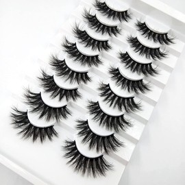 GiPiKi 18mm Cat Eye Lashes False Eyelashes Fluffy Mink Lashes Natural Look 8 Pairs Eyelashes Pack